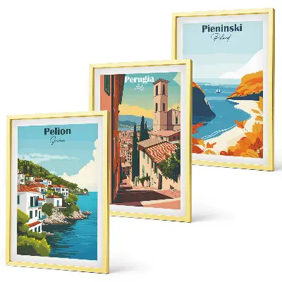 Set de tablouri pentru dormitor cu peisaje retro pitorești