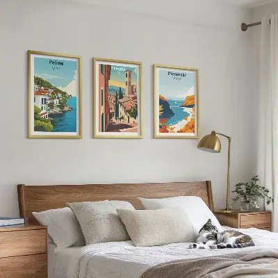 Set de tablouri pentru dormitor cu peisaje retro pitorești