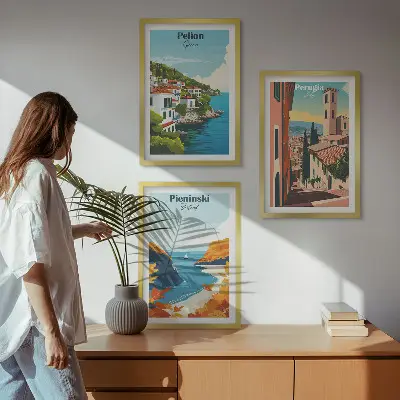 Set de tablouri pentru dormitor cu peisaje retro pitorești