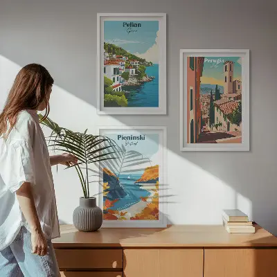 Set de tablouri pentru dormitor cu peisaje retro pitorești