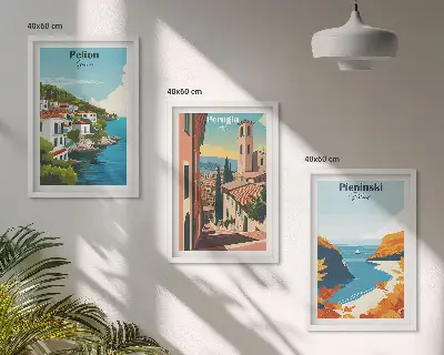 Set de tablouri pentru dormitor cu peisaje retro pitorești