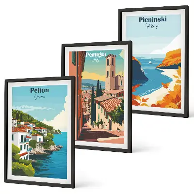 Set de tablouri pentru dormitor cu peisaje retro pitorești