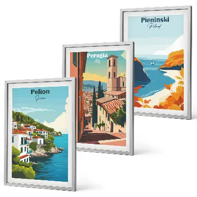 Set de tablouri pentru dormitor cu peisaje retro pitorești
