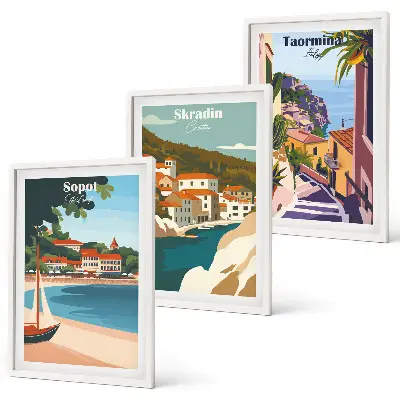 Set de tablouri decorative cu ilustrații ale orașelor de la malul mării