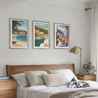 Set tablouri decorative Ilustrații ale orașelor de la malul mării