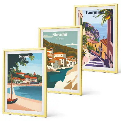 Set de tablouri decorative cu ilustrații ale orașelor de la malul mării