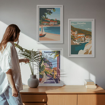 Set tablouri decorative Ilustrații ale orașelor de la malul mării