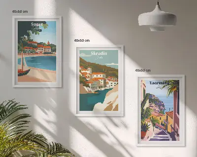 Set de tablouri decorative cu ilustrații ale orașelor de la malul mării