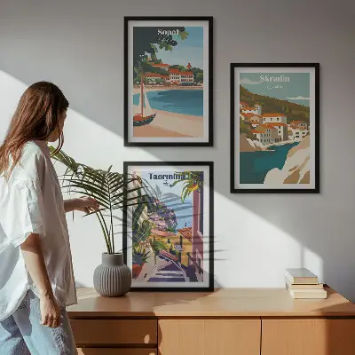 Set de tablouri decorative cu ilustrații ale orașelor de la malul mării