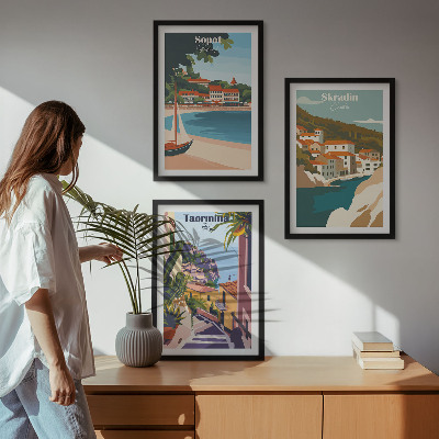 Set tablouri decorative Ilustrații ale orașelor de la malul mării