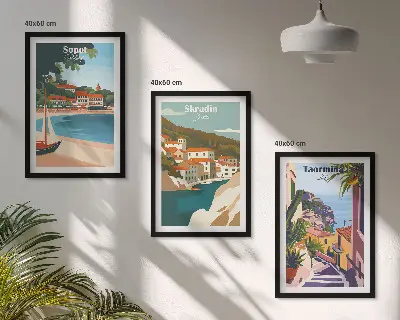 Set de tablouri decorative cu ilustrații ale orașelor de la malul mării