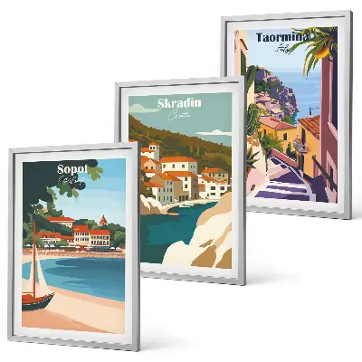 Set de tablouri decorative cu ilustrații ale orașelor de la malul mării