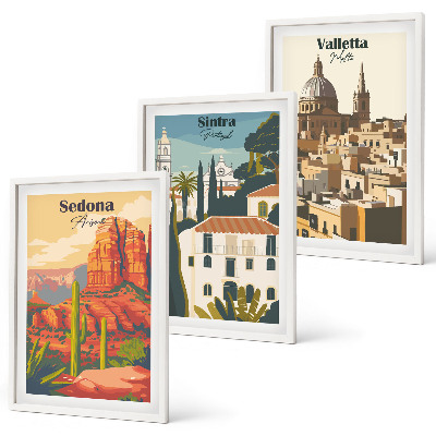Set tablouri pentru dormitor Vizualizări retro Sedona Sintra Valletta