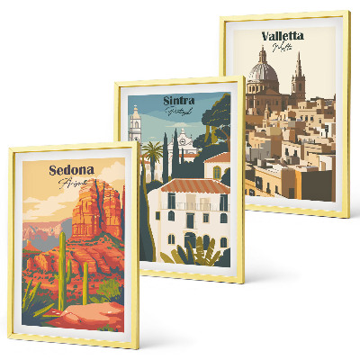 Set tablouri pentru dormitor Vizualizări retro Sedona Sintra Valletta