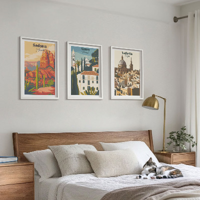 Set tablouri pentru dormitor Vizualizări retro Sedona Sintra Valletta
