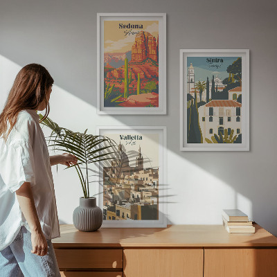 Set tablouri pentru dormitor Vizualizări retro Sedona Sintra Valletta