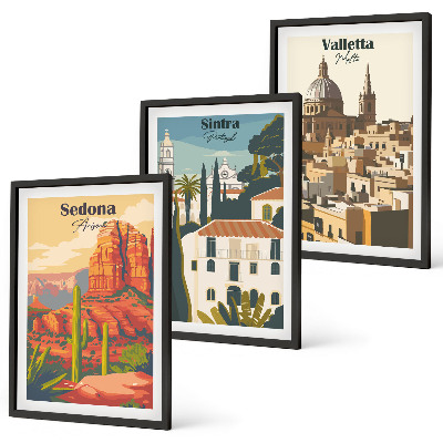 Set tablouri pentru dormitor Vizualizări retro Sedona Sintra Valletta