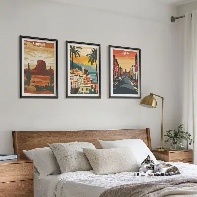 Set tablouri decorative peisaje cu orașe și elemente naturale