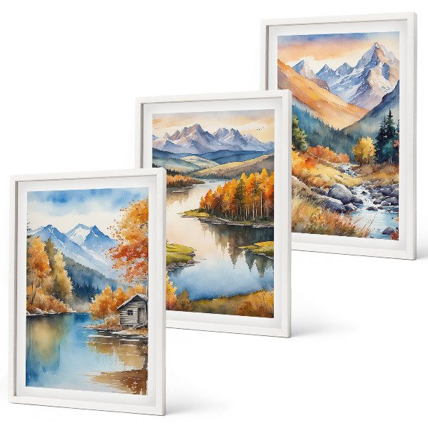 Set tablouri pentru dormitor Râuri de munte copaci de toamnă