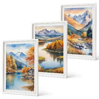 Set tablouri pentru dormitor Râuri de munte copaci de toamnă