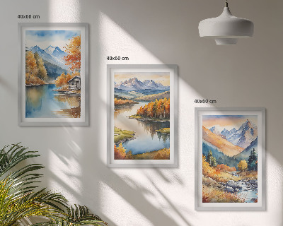 Set tablouri pentru dormitor Râuri de munte copaci de toamnă