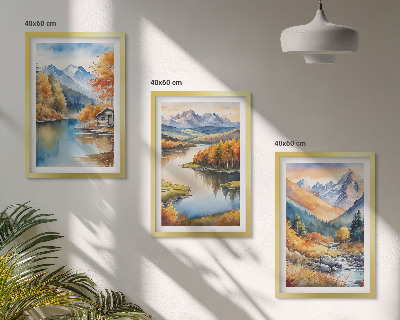 Set tablouri pentru dormitor Râuri de munte copaci de toamnă