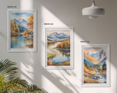 Set tablouri pentru dormitor Râuri de munte copaci de toamnă