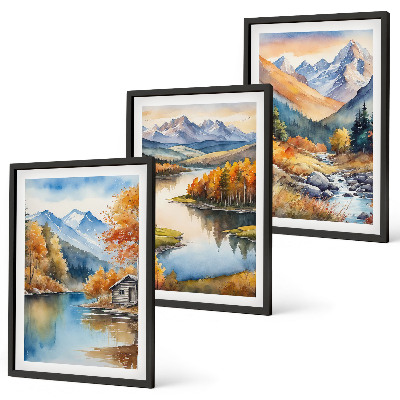 Set tablouri pentru dormitor Râuri de munte copaci de toamnă