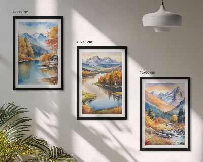 Set tablouri pentru dormitor Râuri de munte copaci de toamnă