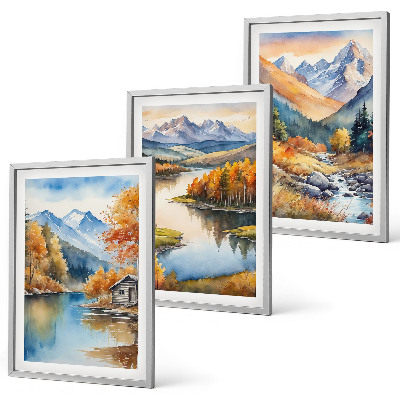 Set tablouri pentru dormitor Râuri de munte copaci de toamnă