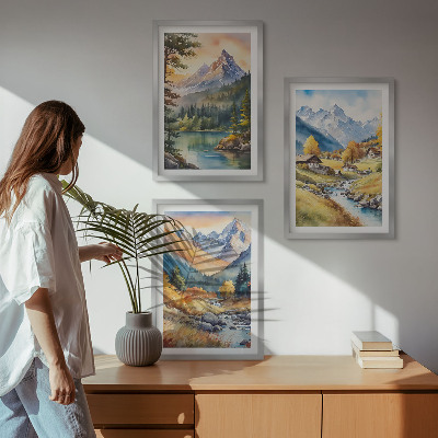 Set tablouri decorative Peisaj montan cu un râu