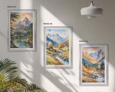 Set tablouri decorative Peisaj montan cu un râu