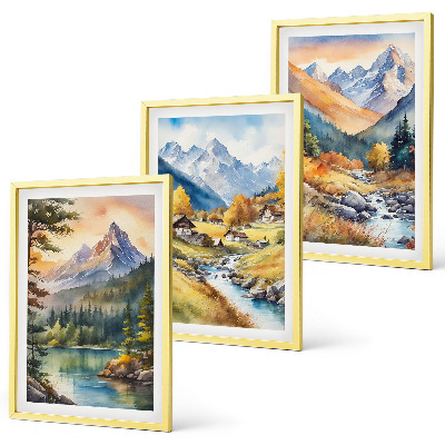 Set tablouri decorative Peisaj montan cu un râu