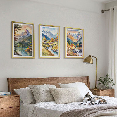 Set tablouri decorative Peisaj montan cu un râu