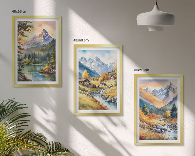 Set tablouri decorative Peisaj montan cu un râu