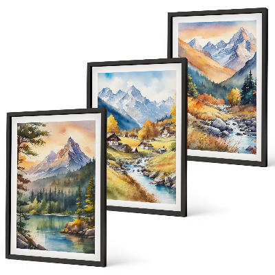 Set tablouri decorative Peisaj montan cu un râu