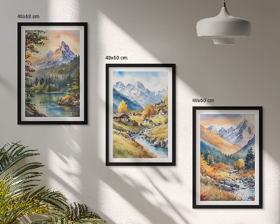 Set tablouri decorative Peisaj montan cu un râu