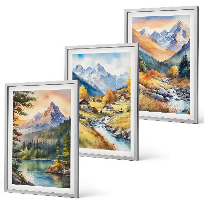 Set tablouri decorative Peisaj montan cu un râu