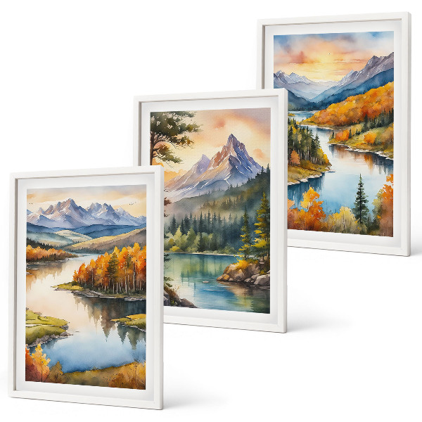 Set tablouri pentru dormitor Peisaje montane cu un râu