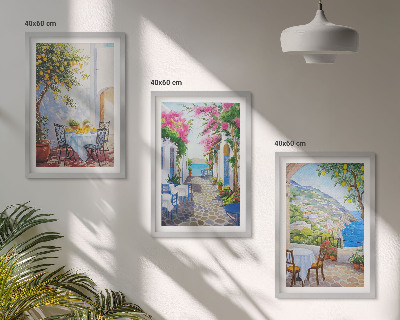 Set tablouri decorative Străzi fermecătoare, plante, mare