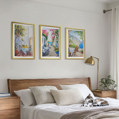 Set tablouri decorative Străzi fermecătoare, plante, mare