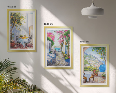 Set tablouri decorative Străzi fermecătoare, plante, mare