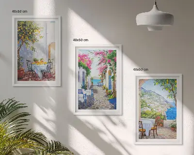 Set de tablouri decorative cu străzi fermecătoare, plante și mare
