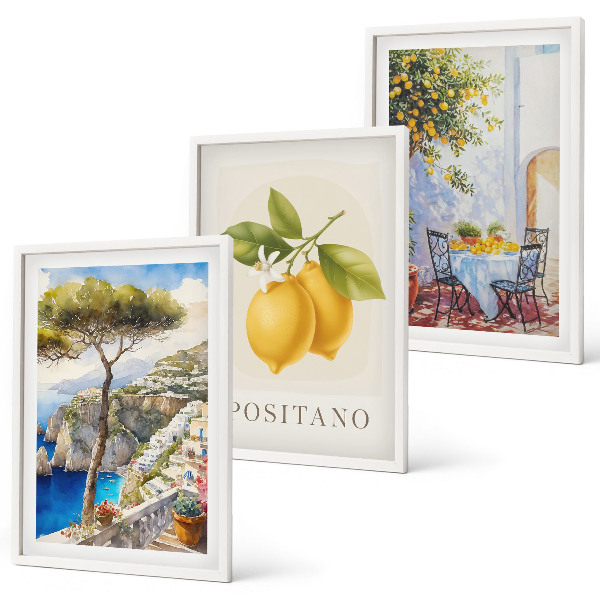 Set tablouri pentru dormitor Vederi ale orașului Positano cu lămâi