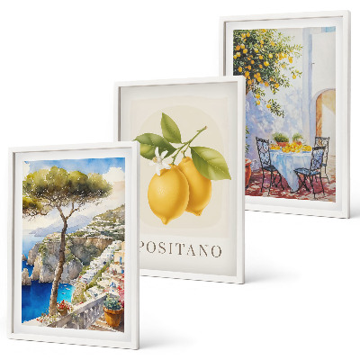 Set tablouri pentru dormitor Vederi ale orașului Positano cu lămâi