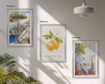 Set tablouri pentru dormitor Vederi ale orașului Positano cu lămâi