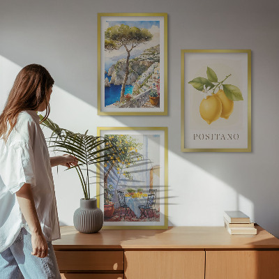 Set tablouri pentru dormitor Vederi ale orașului Positano cu lămâi