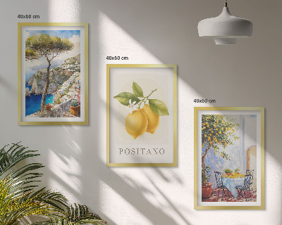 Set tablouri pentru dormitor Vederi ale orașului Positano cu lămâi
