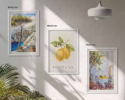 Set tablouri pentru dormitor Vederi ale orașului Positano cu lămâi