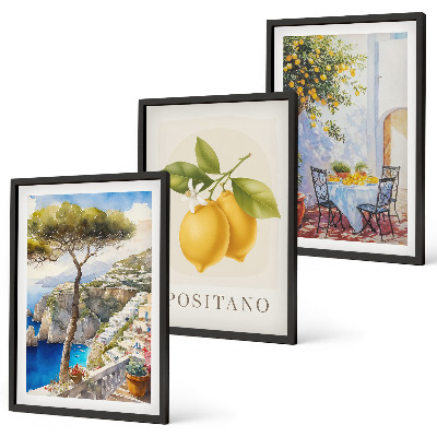 Set tablouri pentru dormitor Vederi ale orașului Positano cu lămâi